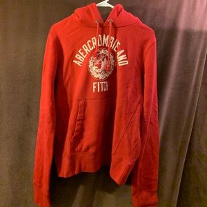 Vintage Abercrombie & Fitch Red Hoodie Sweatshirt. Size M.